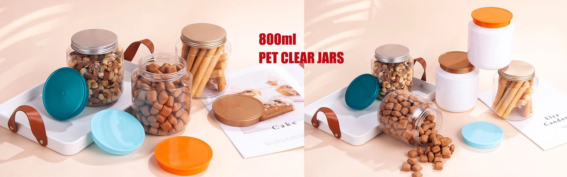 Plastic clear jars 800ml